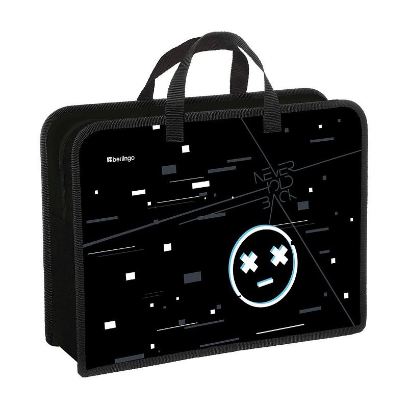 Папка с ручками 1 отделение, А4 Berlingo "Smile", 340*245*100мм, пластик, на молнии