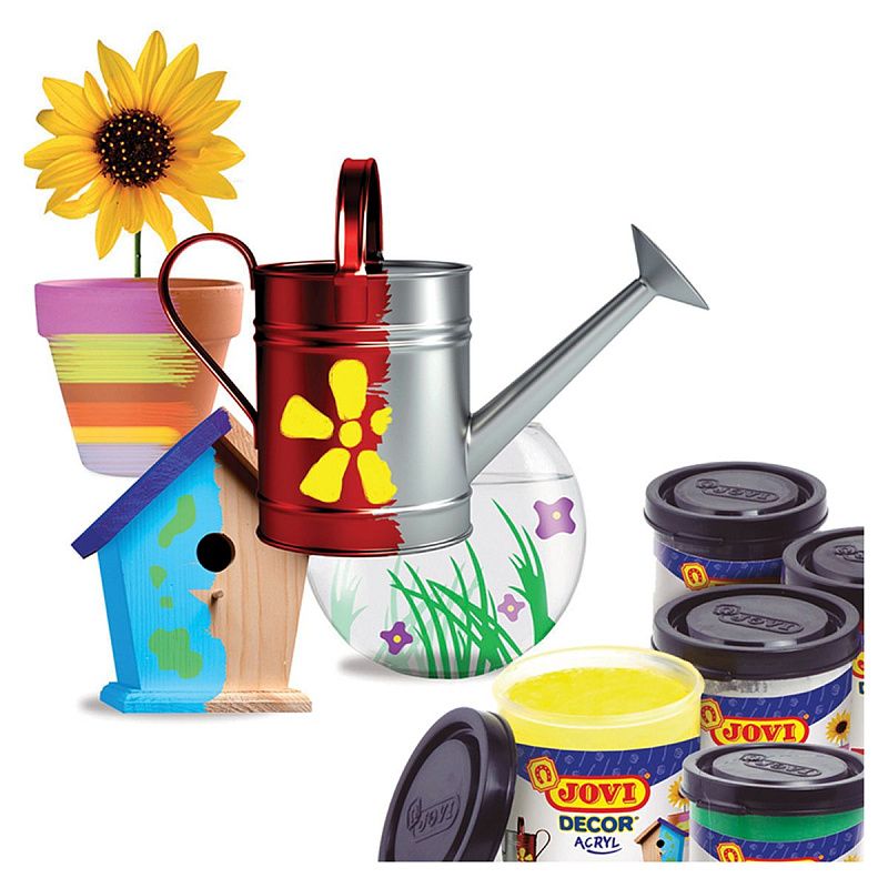 Краски акриловые JOVI, 06 цветов, с кистью, 55мл, картон