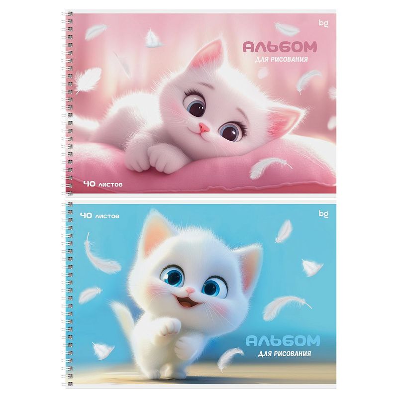 Альбом для рисования 40л., А4, на гребне BG "Пушистые кошки"