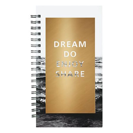 Записная книжка 95*175 мм 96л. на гребне MESHU "Dreams come true", матовая ламинация, твердая обложка, тиснение фольгой