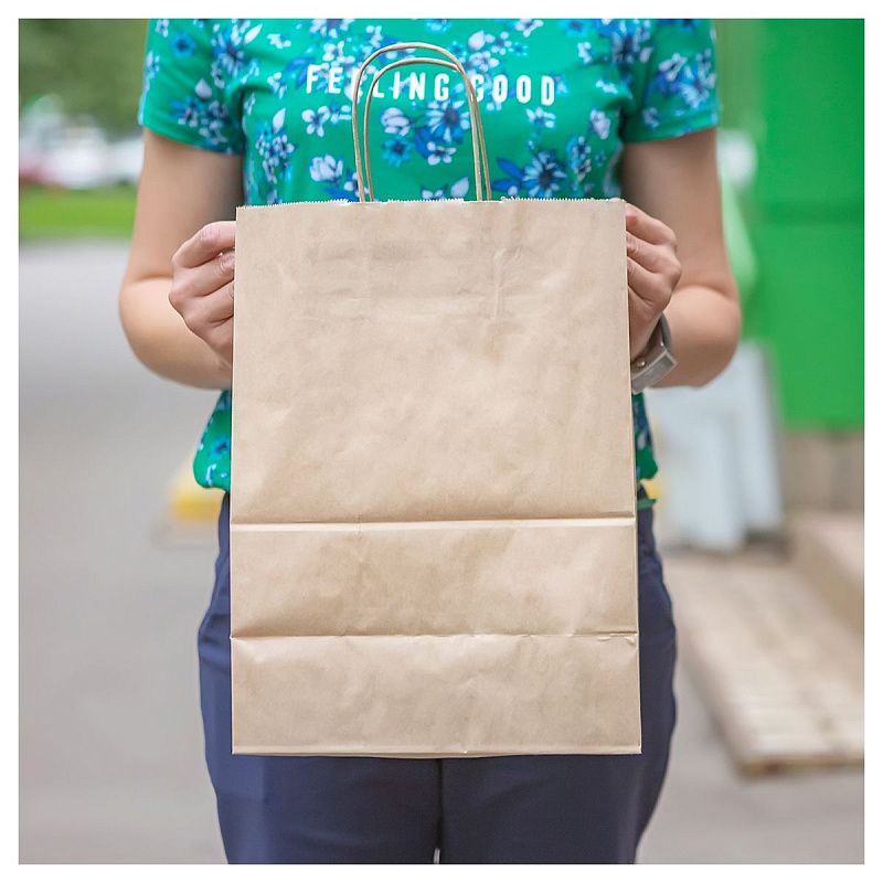 Пакет бумажный "Крафт" с кручеными ручками, 26*15*35см, 70г/м2