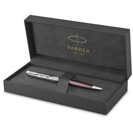 Ручка шариковая Parker "Sonnet Metal & Red Lacquer СT" черная, 1,0мм, поворот., подарочная упаковка 