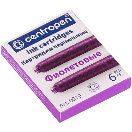 Картриджи чернильные Centropen фиолетовые, 6шт., картонная коробка 