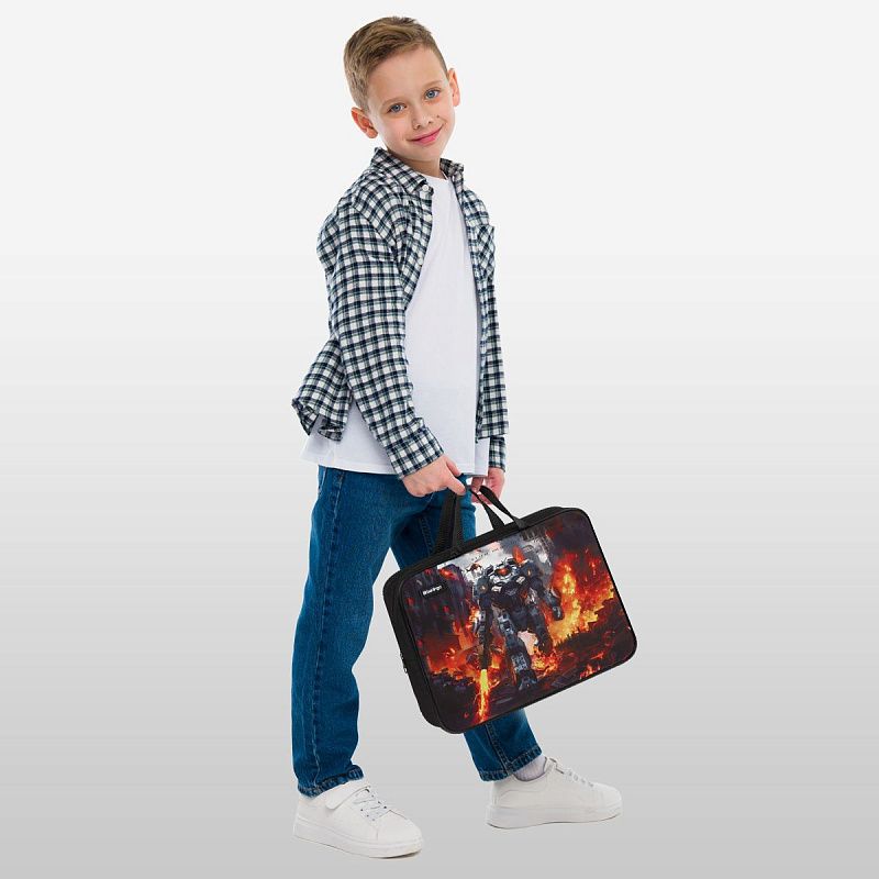 Папка текстильная с ручками 1 отделение, А4 Berlingo "Battle For The Future", 350*265*80мм, текстиль, на молнии 