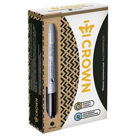 Маркер перманентный CROWN "Multi Marker Slim", ЧЕРНЫЙ, круглый наконечник, 2 мм, P-505 