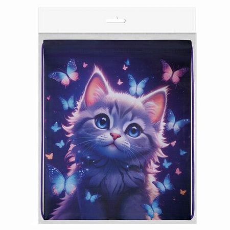 Мешок для обуви BRAUBERG KIDS, с петлей, 42х34 см, "Curious cat", 273434 