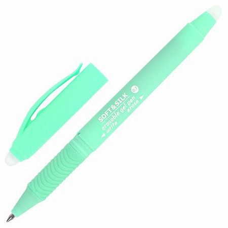 Ручка стираемая гелевая с грипом BRAUBERG "SOFT&SILK PASTEL", СИНЯЯ, корпус ассорти, узел 0,7 мм, 143934 