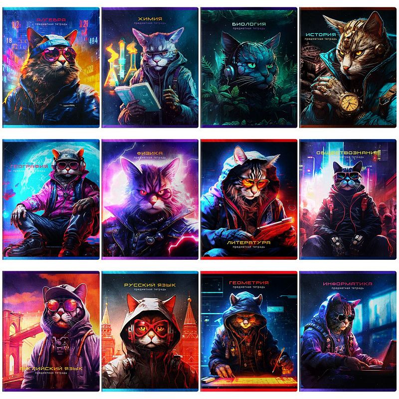 Комплект (12 шт.) предметных тетрадей 48л. BG "Мир будущего", металлизированный картон