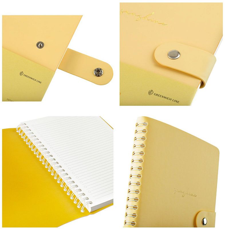 Записная книжка А5 96л. ЛАЙТ, кожзам, скрытый гребень, Greenwich Line "Pastel. Yellow", блок в линию