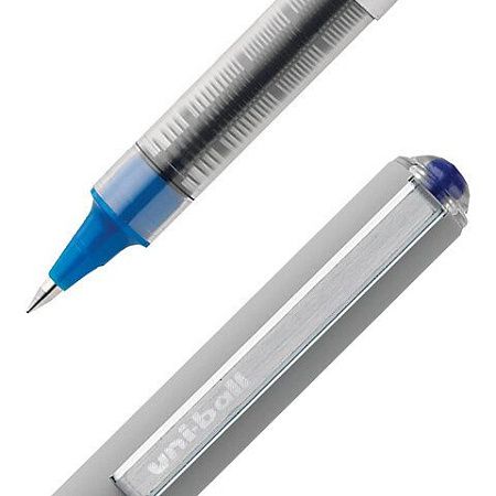 Ручка-роллер Uni-Ball Eye, СИНЯЯ, корпус серебро, узел 0,5 мм, линия 0,3 мм, UB-150 BLUE 