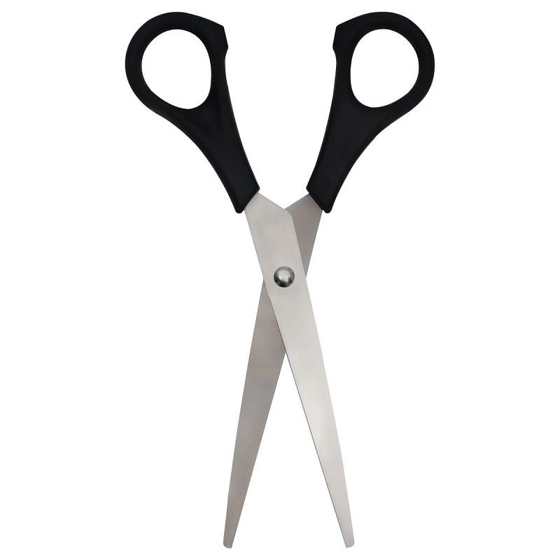 Ножницы OfficeSpace 20см, черные ручки, ПВХ чехол с европодвесом