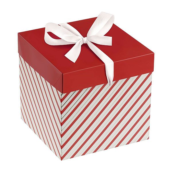 Коробка складная подарочная MESHU "Полосы", (15*15*15см), с лентой, отд фольгой