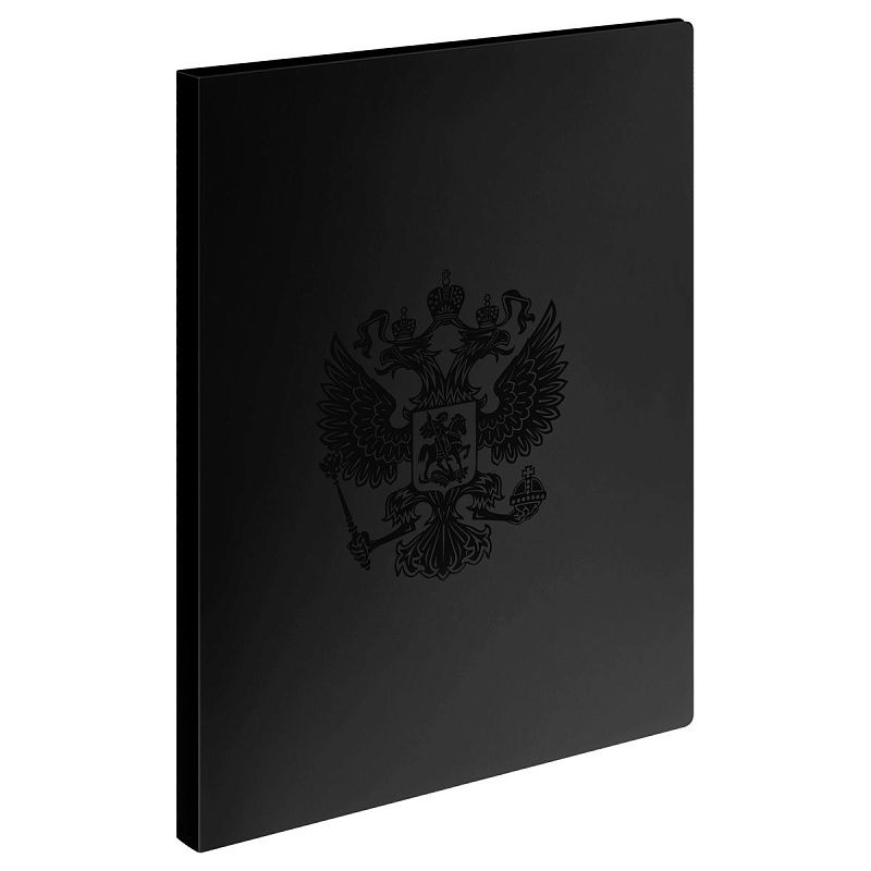 Папка с 30 вкладышами СТАММ "Герб" А4, 17мм, 700мкм, пластик, черный