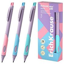Карандаш механический 2 мм ERICH KRAUSE ErgoLine Kids Pastel, HB, с точилкой, ассорти, 63833