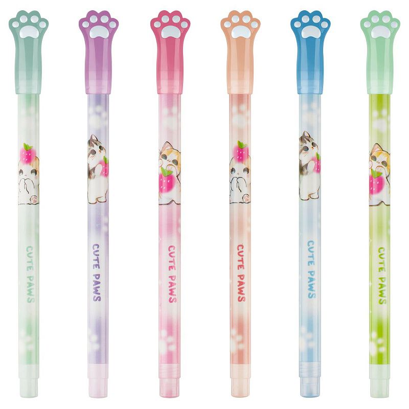 Набор шариковых ручек MESHU "Paw" 12шт., синие, 0,7мм, корпус ассорти, европодвес 