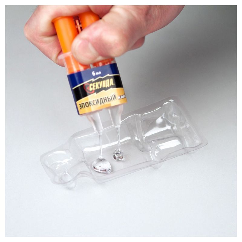 Клей эпоксидный Секунда "3 минуты" (смола+отвердитель) 3+3мл, в шприце, блистер