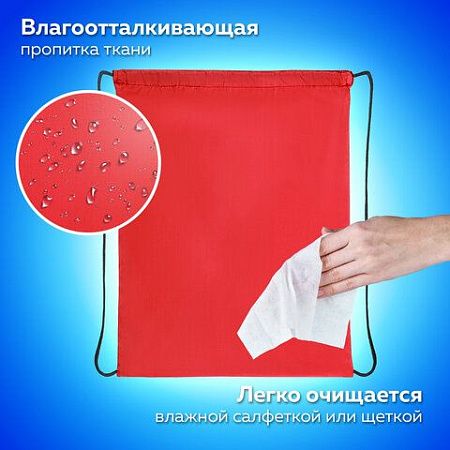 Мешок для обуви ПИФАГОР, 1 отделение, 42х34 см, красный, 271616 