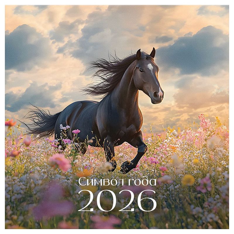 Календарь настенный перекидной на скрепке, 290*290 мм 12л. BG "Мир лошадей", 2026г.
