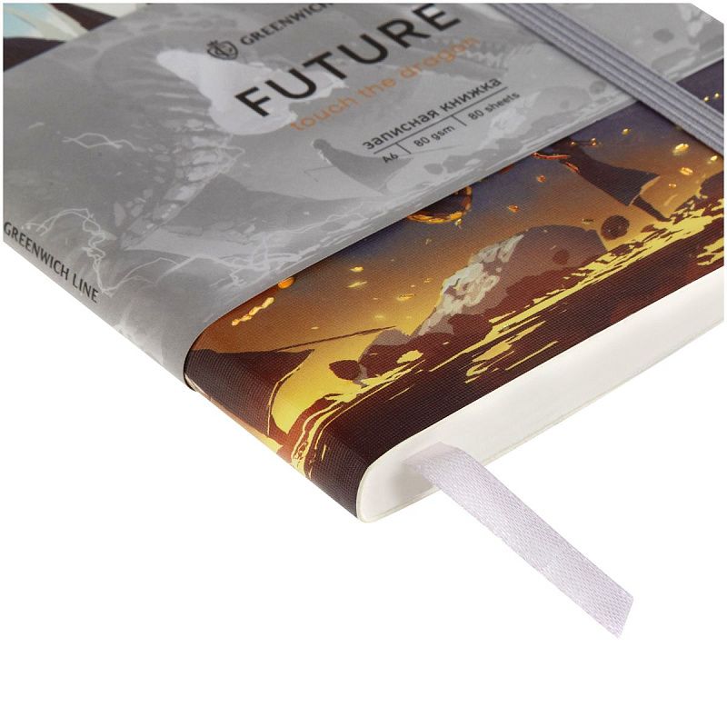 Записная книжка А6 80л. ЛАЙТ, кожзам, Greenwich Line "Touch the dragon", с резинкой, тиснение фольгой, блок в клетку