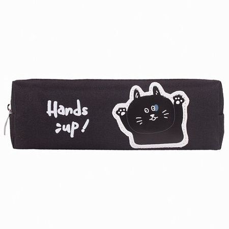 Пенал ЮНЛАНДИЯ, 1 отделение, полиэстер, "Cat", черный, 19х4х6 см, 270279 
