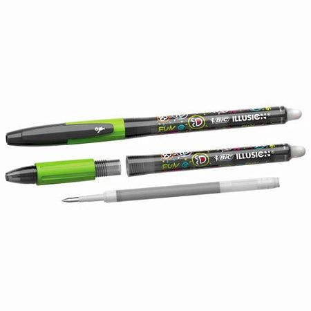 Ручка стираемая гелевая с грипом BIC "Gelocity Illusion", ЧЕРНАЯ, корпус черный, линия 0,3 мм, 516523 