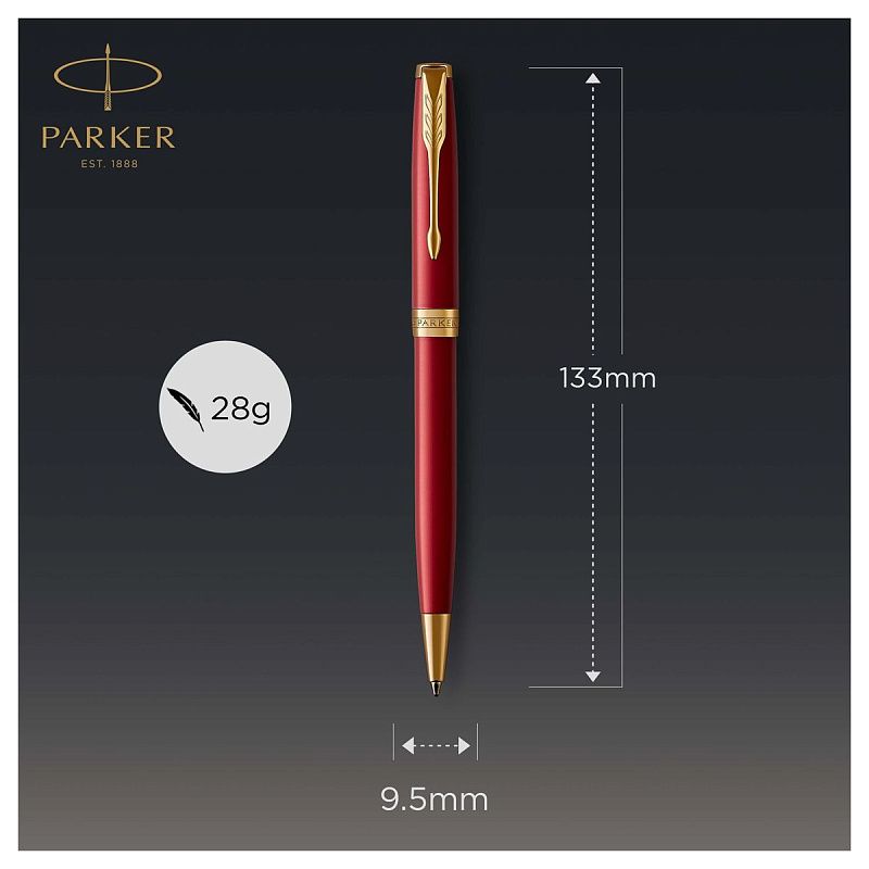 Ручка шариковая Parker "Sonnet Red GT" черная, 1,0мм, поворот., подарочная упаковка 