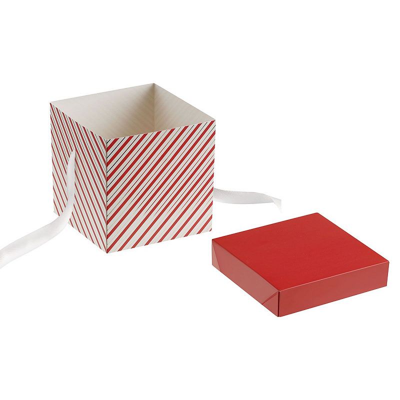 Коробка складная подарочная MESHU "Полосы", (15*15*15см), с лентой, отд фольгой