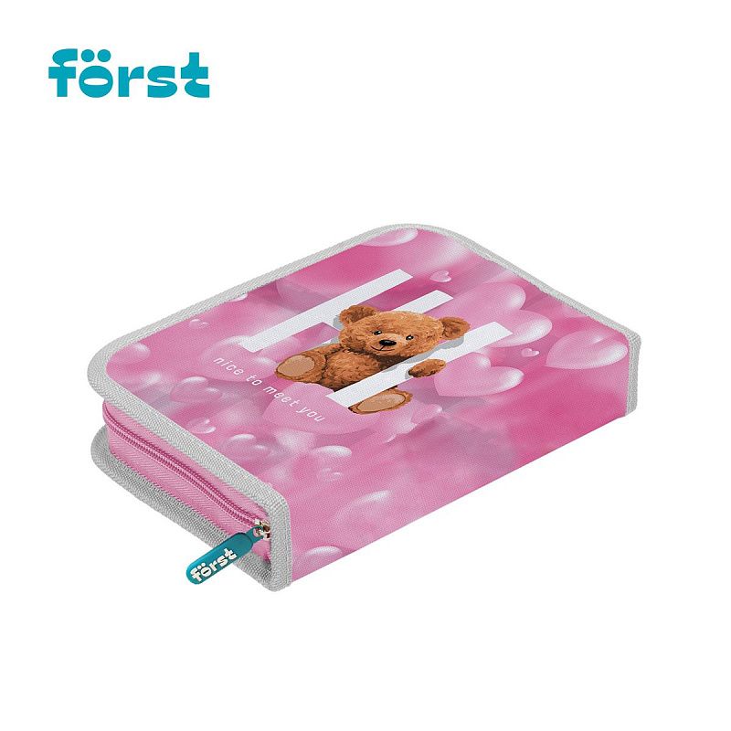 Пенал 1 отделение, 200*140*40 Först "Hi, Bear!", дополнительная откидная секция, полиэстер 