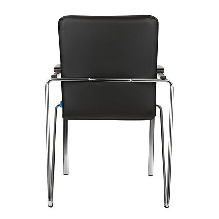 Стул Helmi HL-F03 "Самба", каркас металл хром, экокожа, черный, орех BOX2