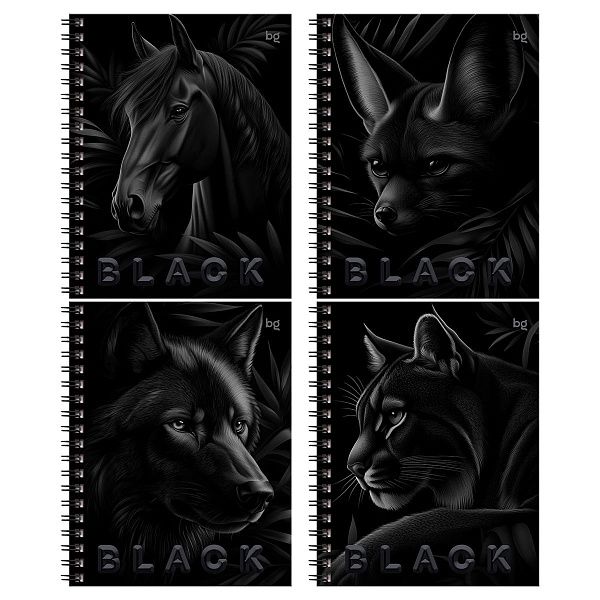 Тетрадь 48л., А5, клетка на гребне BG "Just Black", soft-touch ламинация, выб.лак