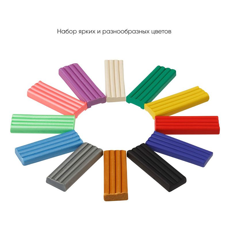 Пластилин Гамма "Оранжевое солнце", 12 цветов (6 классич., 6 перл.), 156г, со стеком, картон. упаковка