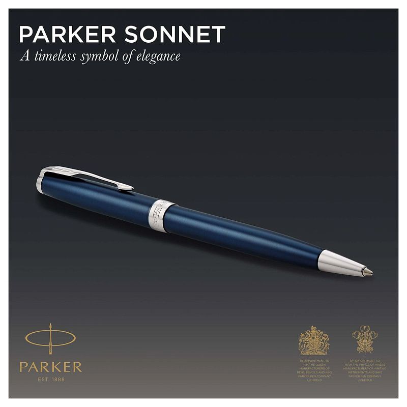 Ручка шариковая Parker "Sonnet Subtle Blue CT" черная, 1,0мм, поворот., подарочная упаковка 