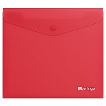 Папка-конверт на кнопке Berlingo "Soft Touch", А5+, 200мкм, софт-тач, коралловая