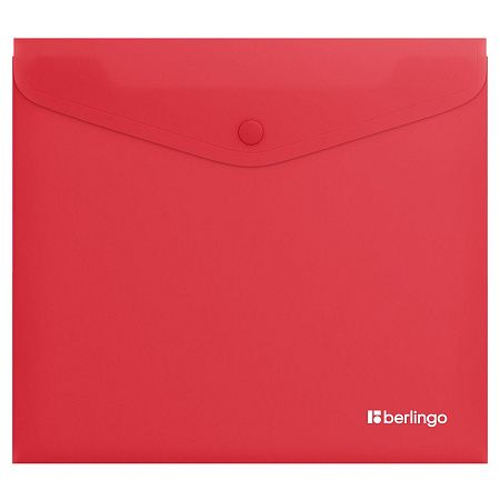 Папка-конверт на кнопке Berlingo "Soft Touch", А5+, 200мкм, софт-тач, коралловая