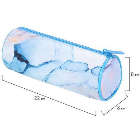 Пенал-тубус BRAUBERG, с эффектом Soft Touch, мягкий, "Blue marble", 22х8 см, 271570 