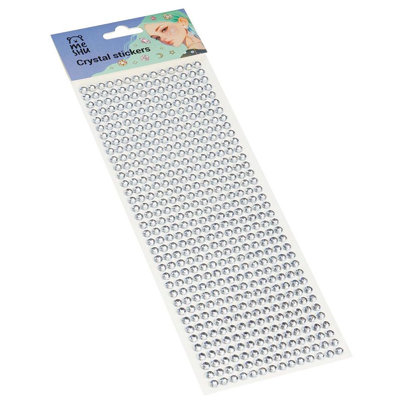Стразы самоклеящиеся для творчества MESHU "Silver stripes" 504 наклейки, инд. уп., европодвес
