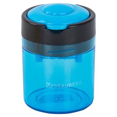 Точилка BRAUBERG "Office Round", 2 отверстия для чернографитных карандашей (в том числе утолщенных), с контейнером, ассорти, 228446 