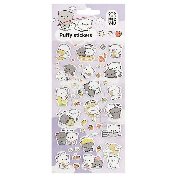 Наклейки объемные MESHU "Cute kittens", 10*23см, пакет европодвес