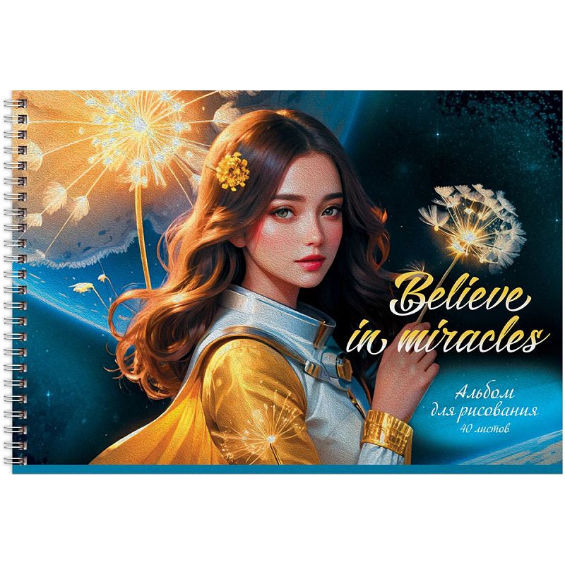 Альбом для рисования 40л., А4, на гребне BG "Верь в чудеса"