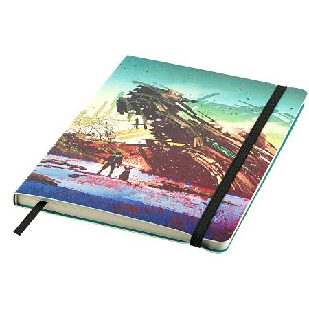 Записная книжка А5 80л. ЛАЙТ, кожзам, Greenwich Line "Future. Broken spaceship", с резинкой, тиснение фольгой, блок в линию