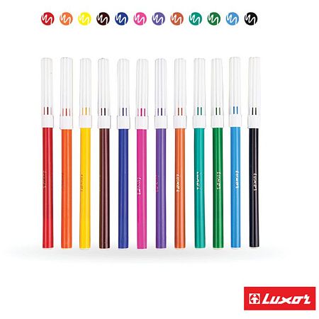 Фломастеры Luxor "Coloring", 12цв., смываемые, картон, европодвес