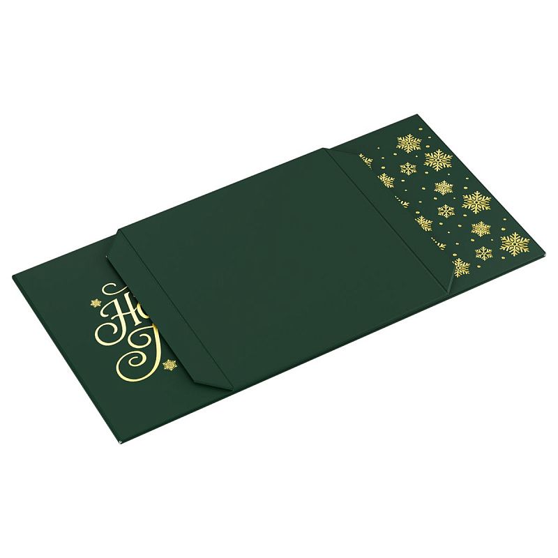 Коробка складная подарочная MESHU "Новогодняя классика", зелен, (28*28*28см), с лентой, отд фольгой