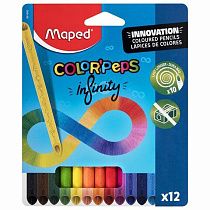 Карандаши цветные монолитные MAPED Infinity, набор 12 цветов, трехгранные, 861600