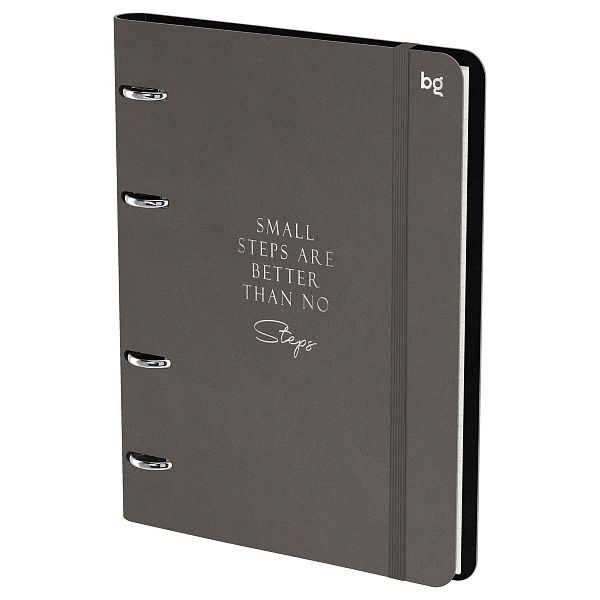 Тетрадь на кольцах А5, 120л., кожзам,  BG "Моно.Коричневый", иск. кожа, тиснение фольгой, на резинке