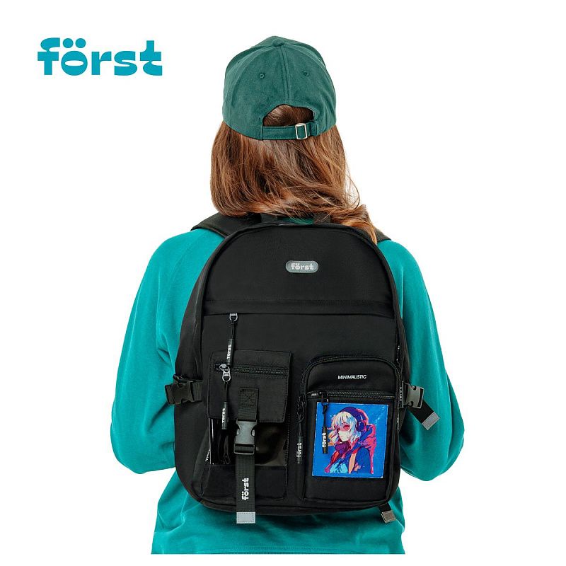 Рюкзак Först F-Teens "Anime girl" 40*28*15см, 1 отделение, 7 карманов, уплотненная спинка 