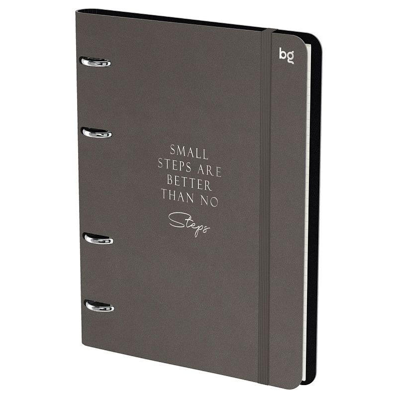 Тетрадь на кольцах А5, 120л., кожзам,  BG "Моно.Коричневый", иск. кожа, тиснение фольгой, на резинке