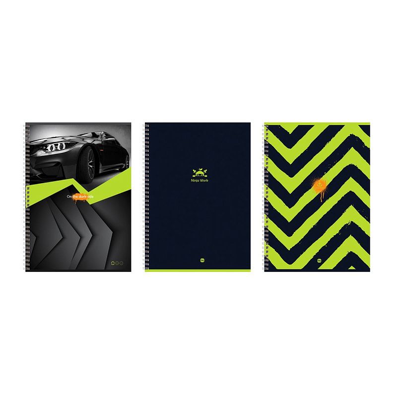 Тетрадь 96л., А4, клетка, на гребне BG "Real man", неоновый пантон