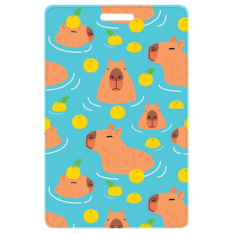 Обложка-карман для карт и пропусков OfficeSpace "Капибара", 95*65мм, ПВХ, ассорти 