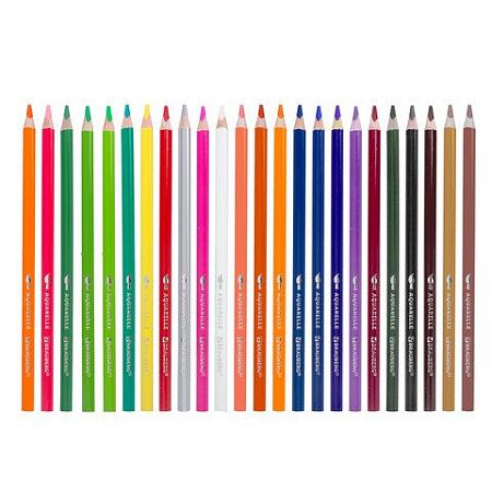 Карандаши цветные акварельные BRAUBERG PREMIUM AQUARELLE, 24 цвета, грифель мягкий 4 мм, 181673