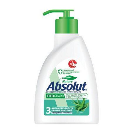 Мыло жидкое антибактериальное 250 мл ABSOLUT (Абсолют) "Алоэ", дозатор, не содержит триклозан, 5064, 5009, 5064 